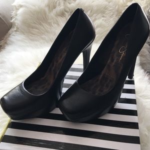 Jessica Simpson black leather heels.